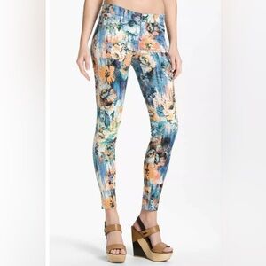 Nordstrom Dylan George Runway Mid Rise Skinny Floral Cotton Denim Jeans Size 28